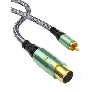 KALANKA-Câble XLR vers RCA, 3 Broches XLR Femelle à RCA Mâle Audio Stéréo Adaptateur Câble de Connexion Microphone Asymétrique pour Haut-parleurs, Amplificateurs 1M - Neuf