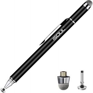 Isoul Pointe Fine Stylet, Universal Capacitif Précis Disque Styli 2-En-1 Écran Tactile Stylos Avec 2pcs Conseils De Remplacement Pour Les Smartphones, Iphone, Ipad Mini - Neuf