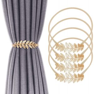 Pack De 4 Feuilles D'or Embrasses De Rideaux, Alliage D'aluminium Printemps Embrasses De Rideaux, De Style Moderne Rideau De Decoration De Boucle - Neuf