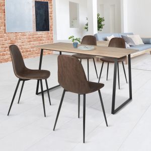 Lot De 4 Chaises Vintage Dali Marron Pour Salle À Manger - Neuf