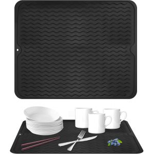 50 X 40 Cm Grand Tapis Vaisselle Silicone Tapis De Sechage Vaisselle Pliable, Antidérapant Vaisselle Absorbant À Structure Rainurée Tapis Égouttoir À Vaisselle En Silicone Pour Cuisine, Bar .[F144] - Neuf