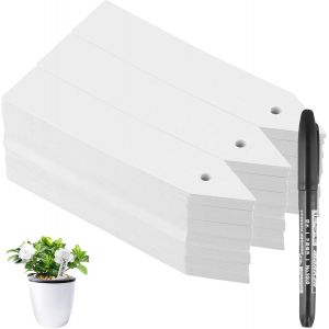 Etiquette Jardin Imperméable,300 Pièces Etiquettes Plantes Etiquettes Semis ,10x2cm Plastique Etiquette Potager Avec 1 Stylo Marqueur,Étiquette Jardin Plantes Marqueurs,Blanc - Neuf