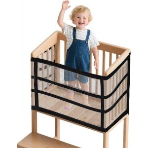 Yemaesre-Filet De Sécurité Enfant, Protection 4 Côtés En Maille Dense Polyester Filet De Sécurité Tour Debout Tout-Petits Accessoire Pratique Pour Cuisine Chambre Coucher Salle Manger (Noir) - Neuf