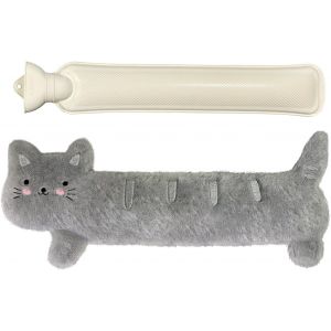 Hot Water Bottle,2l Long Hot Water Bottle With Cover,Hot Water Bottle,Plush Animal Hot Water Bottle For Painful Rules Cervical Waist,Winter Gift For Women Children (Cat) - Neuf