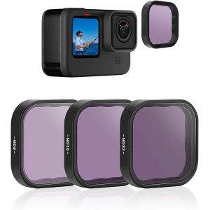 Lot de 3 filtres &agrave; densit&eacute; Neutre ND8 ND16 ND32 compatibles avec GoPro Hero 11 Hero 10 Hero 9 Noir Kit de Filtre d'objectif pour Accessoires d'appareil Photo Go Pro - Neuf