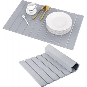 Ulteronixshop-Tapis en pierre de s&eacute;chage pour comptoir de cuisine, tapis antid&eacute;rapant en terre de diatom&eacute;e pour comptoir de cuisine, salle de bain, douche (gris) - Neuf
