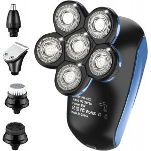 Rasoir Électrique Avec 6 Têtes Rotatives, Utilisation Humide Et Sèche, Imperméable Usb Rechargeable Pour Tête Faciale - Neuf