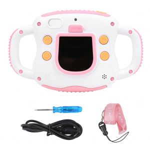 Appareil photo numerique rose pour enfants, enregistreur de 20 millions de pixels, prise en charge de la video, de la voix et de la detection des visages - Neuf