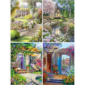 Ayuhr-Diamond Painting Fleurs, 5d Diamant Painting Jardin Diamant Fleur Broderie Diamant Kit Complet, Peinture Diamant Diamond Painting Kit Mosaïque Diamond-Painting Images Décor, 30x40cm - Neuf