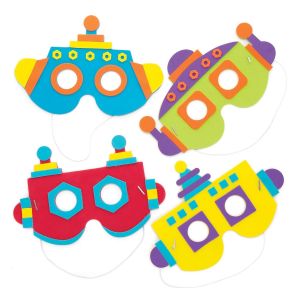 Kits de Masques Robot en Mousse (Lot de 4) - Assortiment de Masques Robots color&eacute;s Que Les Enfants pourront Porter Lors des f&ecirc;tes ou pour Se d&eacute;guiser. AW653 - Neuf
