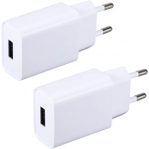 KALANKA-2 Pack Chargeur USB 5V 2A Adaptateur Prise Secteur Compatible avec iPhone,Samsung,&eacute;couteurs,Lecteur ebook,Lampe Table,Consoles Jeux,Routeur,Bluetooth Speaker - Neuf