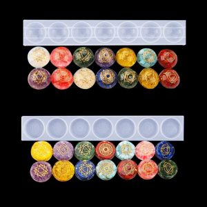 Moules En R&eacute;sine &Eacute;poxy Orgonite Moule Silicone Chakras Pendentif Moulle Coul&eacute;e Bijoux Moulage Outils Diy Fabrication Artisanat Collier (Orgone Chakra Molds) - Neuf