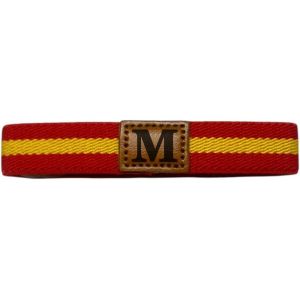 Eryi-Bracelet Drapeau Espagne Personnalisé Avec Votre Initiale, Homme Et Femme. Bracelet En Cuir Et Tissu Élastique. - Neuf
