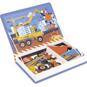 ERYI-- Magnéti'Book Véhicules Du Chantier - Jeu Educatif Magnétique 50 Aimants + 18 Modèles - Jouet Enfant En Carton Fsc - Développe Dextérité Et Imagination - Dès 3 Ans - J02526 - Neuf