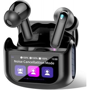 Ecouteurs Bluetooth sans Fil, Écouteurs Bluetooth 5.4 Écran Tactile LED Multifonction avec Mode 5 EQ, 48H Écouteurs sans Fil ANC Réduction du Bruit Mic avec HiFi Stéréo, Casque IP7 Etanche - Neuf