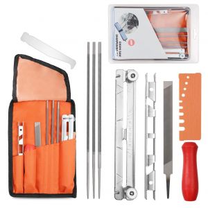 POPU-Kit D¿Affûtage De Chaîne,10Pcs Affûteuse Pour Tronçonneuse,Kit Affutage Chaine Tronçonneuse Portable Avec Lime Plate Manche Limes Rondes Et Pochette Affûteuse - Neuf