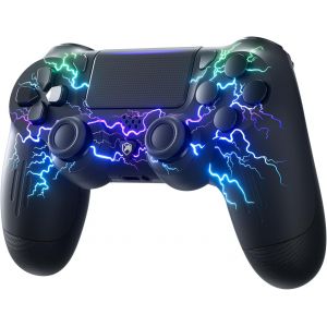 Manette Pour Ps4,Manette Sans Fil Pro Avec Lumière Led,Batterie Rechargeable 1000Mah,Prise Audio 3,5 Mm,6 Axes Et Dual Vibration,Compatible Ps4/ Slim/Pro Et Pc Windows(Filaire) - Neuf