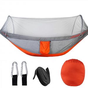 Hamac moustiquaire &agrave; ouverture rapide automatique pour le camping en ext&eacute;rieur, poteau de camping, hamac, balan&ccedil;oire, chaise suspendue en nylon (orange) - Neuf