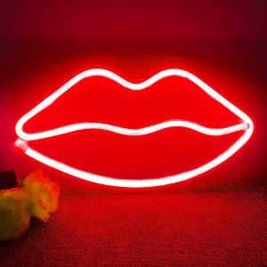 Kuwl-Lampe Au N&eacute;on Led Veilleuse Pour Chambre Usb Chargeur Lampe D&eacute;corative Suspendue Pour Pour Enfants Chambre F&ecirc;te Danniversaire D&eacute;cor De Mariage (L&egrave;vres Rouge) - Neuf
