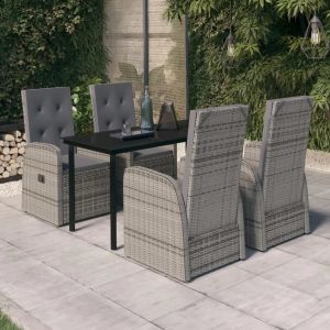 Prolenta Premium - Ensemble &Agrave; Manger De Jardin Avec Coussins 5 Pcs Gris - Neuf