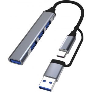 Hub Usb-C, Hub Usb 3.0 4 Ports Data Hub Ultra Fin Multiport Usb 3.0 5Gbps Haute Vitesse Compatible Avec Matebook Pc Tablette Type-C, Surface Pro, Notebook Pc, Cl&eacute;s Usb, Etc.[Z190] - Neuf