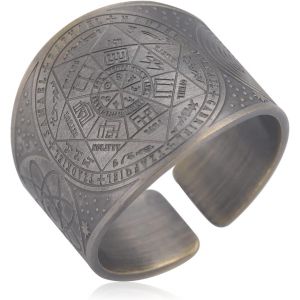 Trahoo-Bague Sceau Des 7 Archanges Bague Cube Métatron Bague Sceau De Lilith Biblique Bague Amulette Talisman Bague Géométrie Bague Cuivre Bonne Chance Protection Bijoux Religieux Pour Hommes Femmes - Neuf