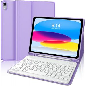 Coque Clavier Pour Ipad A16 11eme Generation 2025/Ipad 10eme Generation 10.9"" 2022, Azerty Français Clavier Bluetooth Détachable Avec Fente Pour Stylo Coque Pour Ipad 11 Pouces A16, Violet Clair - Neuf