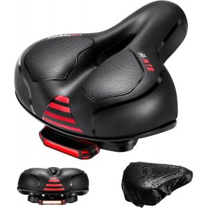 Selle De V&eacute;lo Ultra Confortable,Selle V&eacute;lo Avec Feu Arri&egrave;re,Selle Confortable Avec Boule D'amortisseur &Agrave; Double Ressort,Imperm&eacute;able,Doux,Respirant,Pour V&eacute;lo De Ville/Vtt.[E87] - Neuf