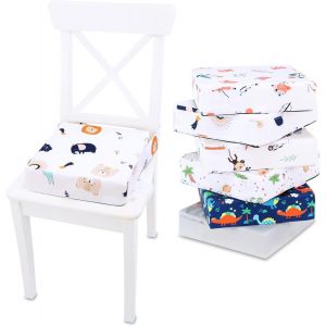 Rehausseur Chaise Enfant 32x32x8 Cm - Coussin R&eacute;hausseurs Chaises Haute Pour Enfants Voyage E Maison R&eacute;hausseur En Mousse Avec Taie D'oreiller Lavable Beige Avec &Eacute;toiles Blanches - Neuf