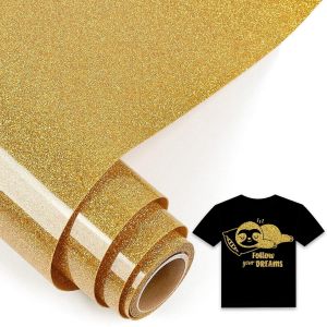 Mevronisshop-5 Ft Rouleau Vinyle Thermocollant Or Scintillant - 30,5 X 153 Cm Flex Thermocollant Or Pour Cricut Maker, Silhouette Cameo, V&ecirc;tements, Bonnets, Pantalons, Autres Tissus - Neuf