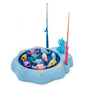 Ensemble de jouets de pêche interactifs pour tout-petits comprenant 10 poissons et 2 cannes à pêche. Idéal pour la famille. Hippocampe lumineux bleu - Neuf
