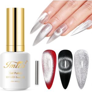 Vernis Semi Permanent Magnétique,15ml Silver Pailleté Cat Eye Uv Vernis Gel Avec Aimant Cateye Gel Nail Polish Holographique Glitter Galaxy Vernis À Ongles Gels Diy Nail Art Kit - Neuf