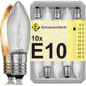 TRAHOO-10x Ampoules de rechange E10 12V 3W pour guirlande lumineuse, guirlandes de No&euml;l, arche lumineuse,chandelier de No&euml;l - Neuf