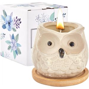SANSH-Bougie Parfumée Élégante pour Femme - Cadeau Anniversaire Original Hibou aux Notes d'Orange Douce, Décoration Maison Apaisante - Idée Cadeau Femme Unique & Raffinée¿Flamme Apaisante¿ - Neuf