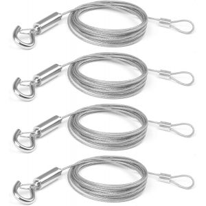 YEMAESRE-4Pièces Fil De Suspension Pour Photo, Câble En Acier Inoxydable 2M Fil De Suspension Réglable Corde De Sécurité Avec Boucle Pour Miroir Image Lampe Légère Rideaux Séchage Des Vêtements(1.5Mm - Neuf