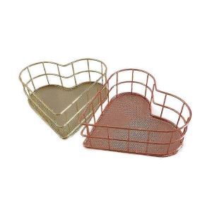 2 Pcs Plateau En M&eacute;tal Plateaux De Fruits Plateaux De Rangement De Bijoux Panier En Maille Coeur Fil Panier Fichier Panier De Rangement - Neuf