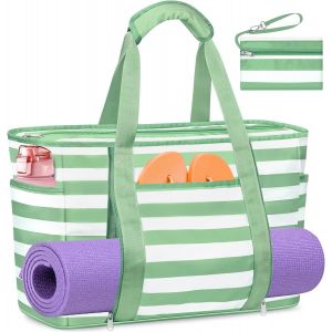 TZF-Grand Sac de Plage XXL pour Femme, Sac Cabas Nylon Imperméable avec Zip et Multipoche Tote Bag Sac a Main Pliable à Grande Capacité pour Plage, Piscine,Voyage (50L) - Neuf