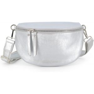 SJZG-Sac Banane Bandouli&egrave;re Femme Iris&eacute; - Porte Epaule Crois&eacute; Ou Devant Poitrine Ultra L&eacute;ger - Brillant Similicuir Souple - Mode Et Chic - Argent - Neuf