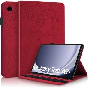 Coque Pour Galaxy Tab A9 Plus 11"" 2023 (Sm-X210/X215/X216/X218) Housse De Protection Avec Porte-Pencil, &Eacute;tui &Agrave; Rabat Avec Support Fonction Pour Tablette Samsung Rouge - Neuf