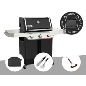 Barbecue &agrave; gaz Genesis E-315W Plancha + Housse + Kit ustensiles Premium 2 pi&egrave;ces + Brosse de nettoyage en forme de T - Weber - Neuf