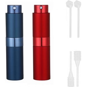 Sansh-2 Pieces 8ml Vaporisateur Vide De Sac Rechargeable, Atomiseur Parfum, Recharge Spray Flacon De Parfum, Vide Pulverisateur Voyage, Bouteille De Parfum, Vide Portable Bouteille De Parfum (Rouge/B - Neuf