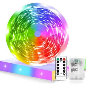 Bande LED &agrave; piles,Ruban Led,Led Chambre,LED Strip Streifen,Bande lumineuse LED &agrave; piles,peut &ecirc;tre coup&eacute;e pour r&eacute;tro&eacute;clairage TV, chambre &agrave; coucher, armoire, d&eacute;coration de f&ecirc;te - Neuf