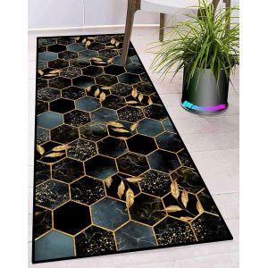 Sjzg-Tapis Cuisine Antiderapant Lavable Long Moderne Design Traditionnel Tapis De Couloir Au M&egrave;tre Pour Salon Chambre Cuisine Hall D'entr&eacute;e 60x180cm Beige Gris Noir - Neuf