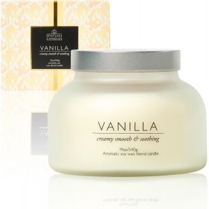 Vanilla Candle with a Crackling Wooden Wick in Large 19 oz / 4"" x 5"" White Glass Jar in a Presentation Gift Box and Protective Shipping Box - Neuf