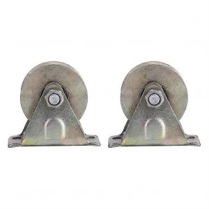 2pcs 2 V Type Rail de Chemin de Roue avec Support Porte Coulissante Rouleau Acier - Neuf