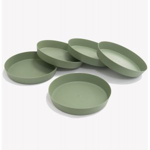 KALANKA-- C73867 - Lot de 5 Soucoupes Dessous Plateaux Ø intérieur 170 mm pour Pot de Fleurs - Couleur Vert Olive - en Plastique - Plantes Jardinier - Neuf