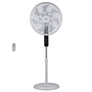 Fanelite - Ventilateur sur pied FSP45-1 - Blanc - H&eacute;lice 14 pales - Fort d&eacute;bit d&rsquo;air - Grilles plastiques - T&eacute;l&eacute;commande - Neuf