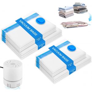 SUBZONAL-Sac sous Vide Vetement Aspirateur et Pompe &Eacute;lectrique Sac Rangement Sous Vide Aspirateur 11 Pi&egrave;ces 2XL 3L 3M 3S Housse de Rangement Sous Vide R&eacute;utilisable pour V&ecirc;tements Couettes Voyages - Neuf