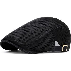 Kalanka-Casquettes Plate Pour Homme, Chapeau D'été En Maille Respirante Vintage Gatsby Casquette De Bérets, Beret Réglable Ivy Hat Hommes Ou Femmes, Gavroche Newsboy Flat Cap Ete - Neuf