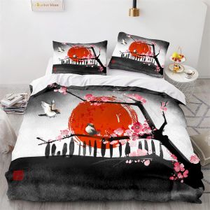 Housse De Couette Cm X Cm Fleurs De Cerisier Housse De Couette X Enfant Avec Deux Taies D'oreiller X Cm Anti-Allergique Polyester-Coton Parure De Lit - Neuf